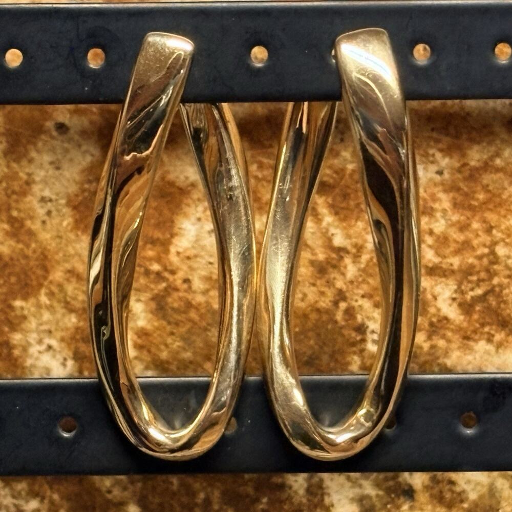 Gold Vermeil over Sterling Silver Twisted Oval Shaped Hoop Earrings
